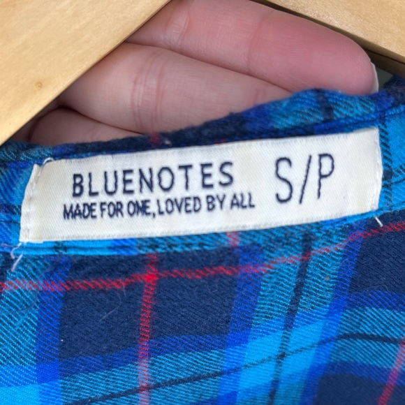 Bluenotes Blue and Red Soft Flannel Plaid Button Up Cozy - Picture 3 of 5